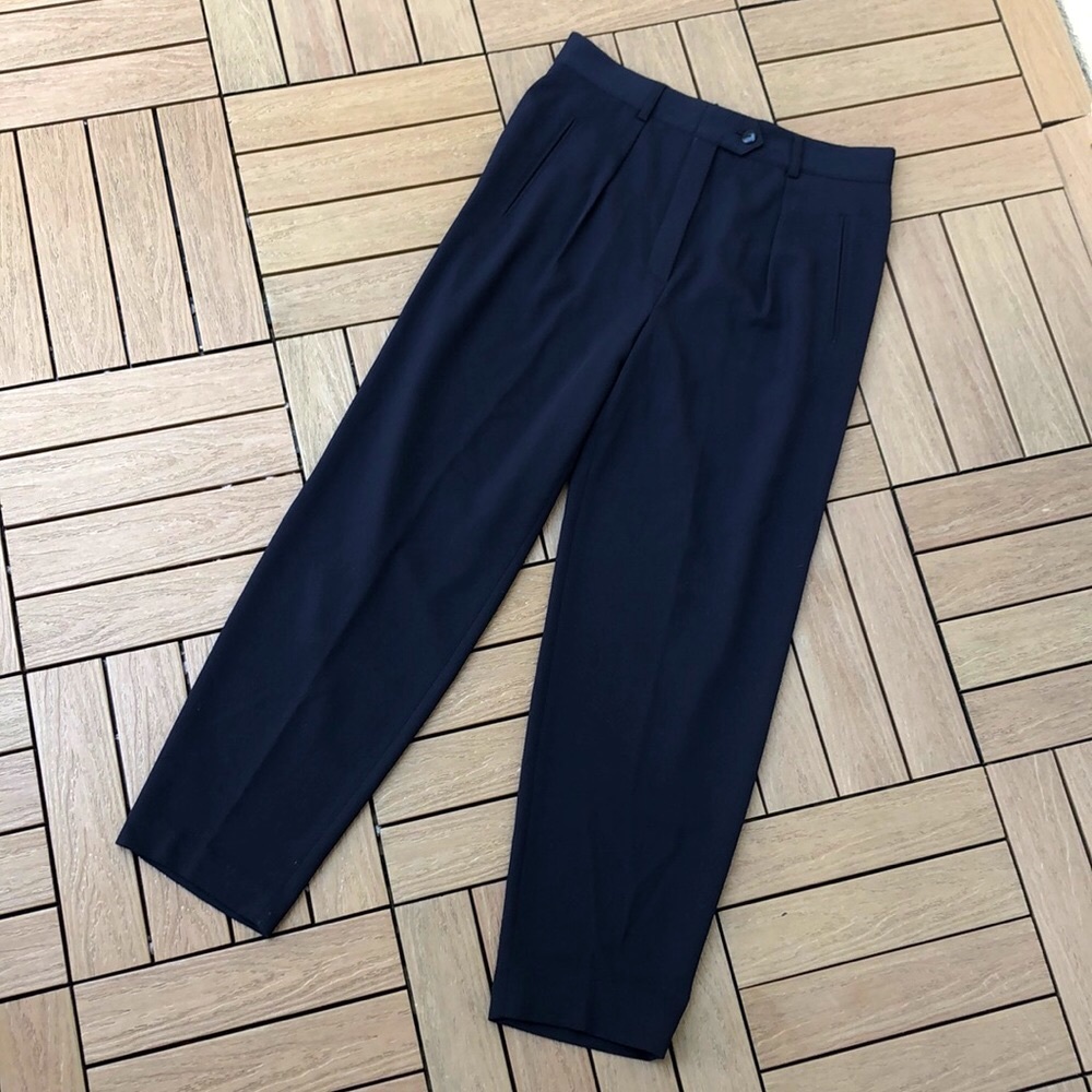 Navy Blue Escada Margaretha Ley high waisted wool pants